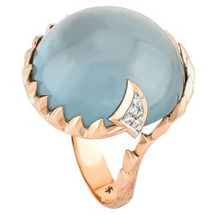 Anello con acquamarina Sword in oro rosa e diamanti di Selda Jewellery