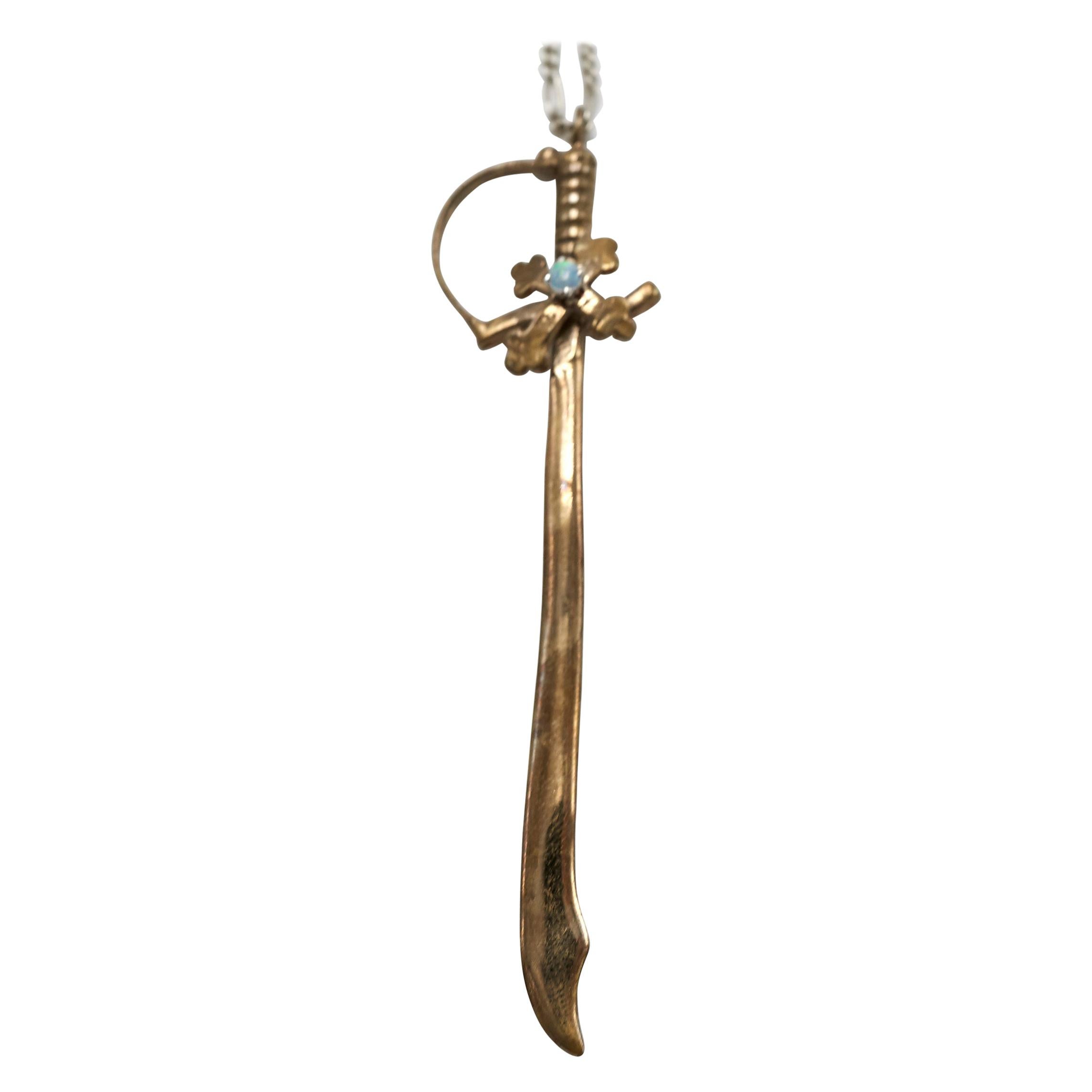 Sword Cross Opal Bronze Necklace J Dauphin