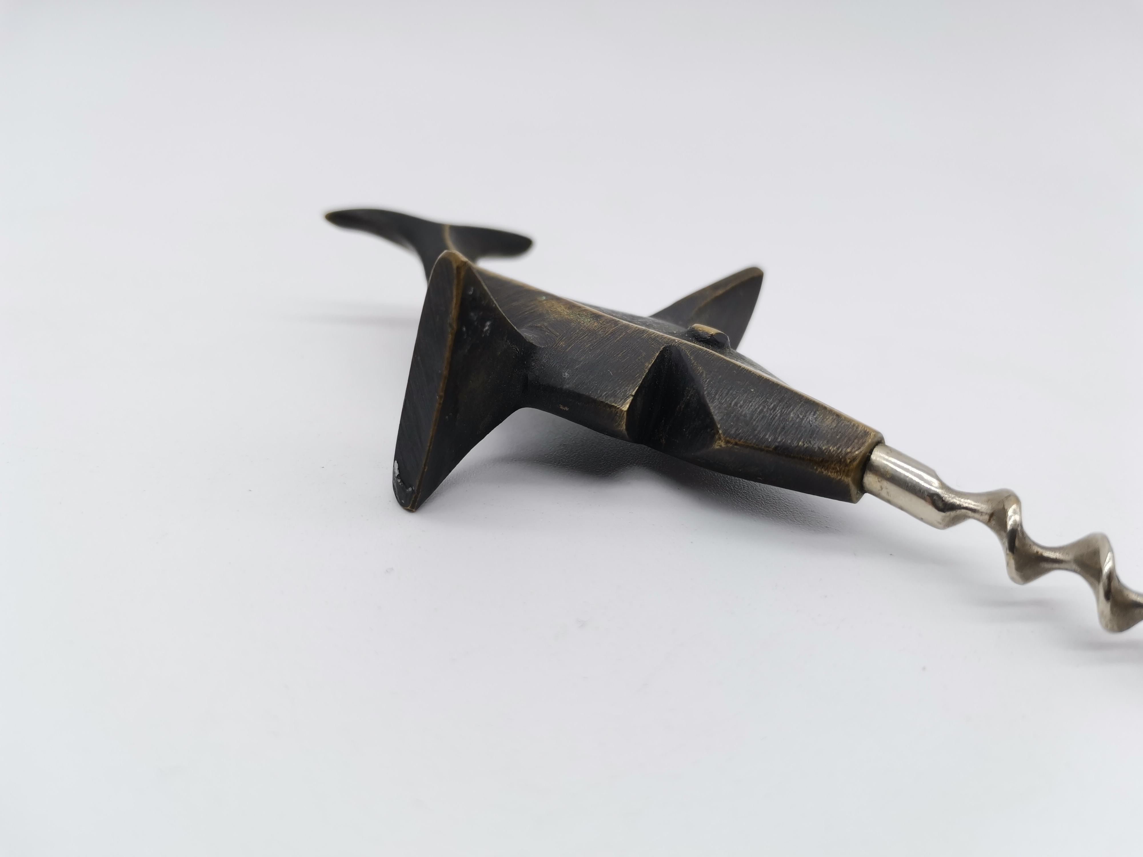 Austrian Sword Fish Cork Screw, Brass Blackened, Hertha Baller/Walter Bosse Vienna, AUT For Sale