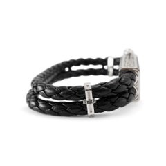 Bracelet Sword Black Carpe Diem en or blanc 18 carats avec cœur en titane et diamants