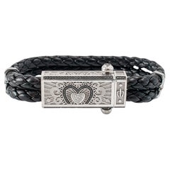 Sword Limited Black Carpe Diem 18K White Gold Titanium Heart Diamond Bracelet