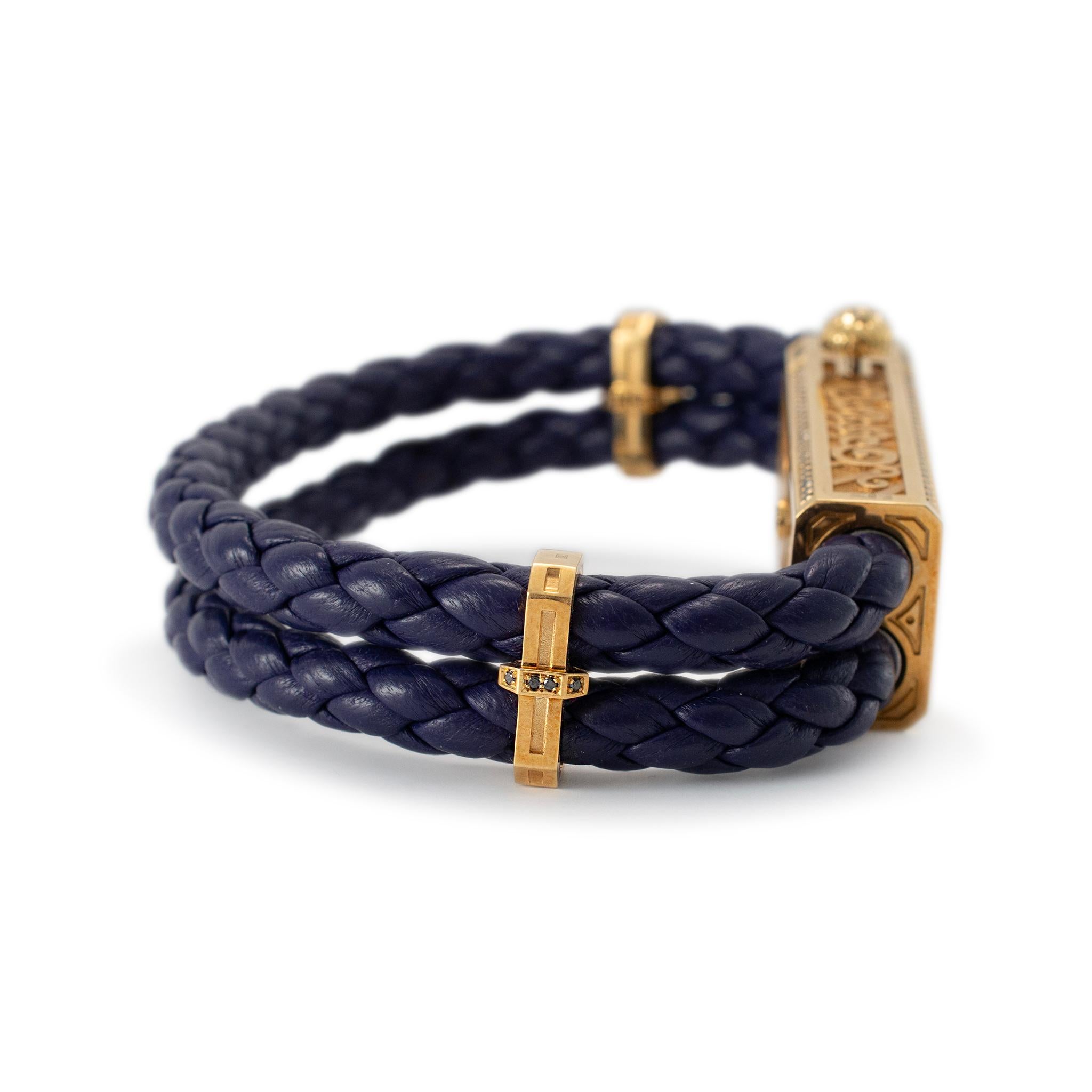 Espada Azul Limitada Carpe Diem 18K Oro Amarillo Titanio Pulsera Corazón Diamante en Excelente estado para la venta en Houston, TX