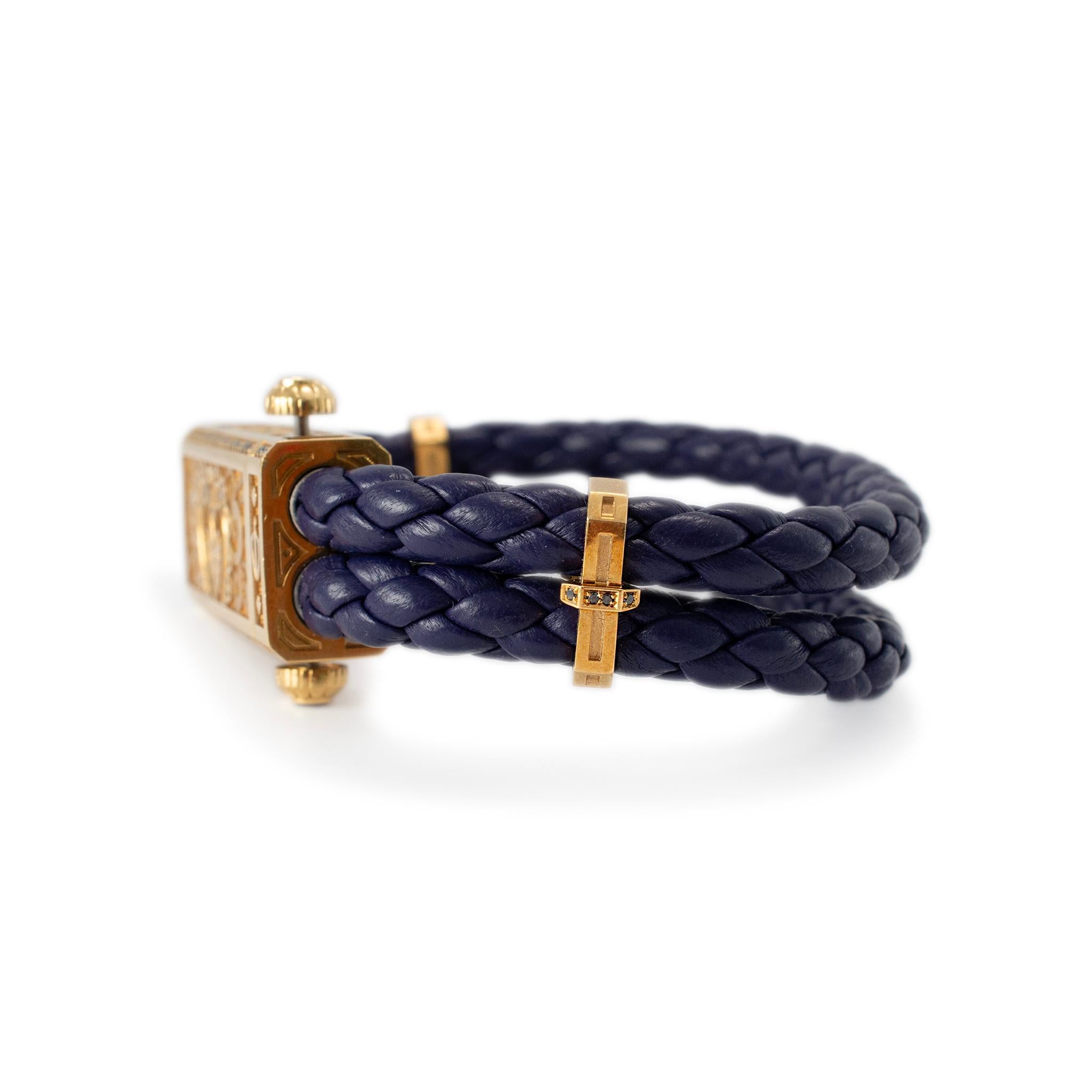 Femenino o masculino Espada Azul Limitada Carpe Diem 18K Oro Amarillo Titanio Pulsera Corazón Diamante en venta