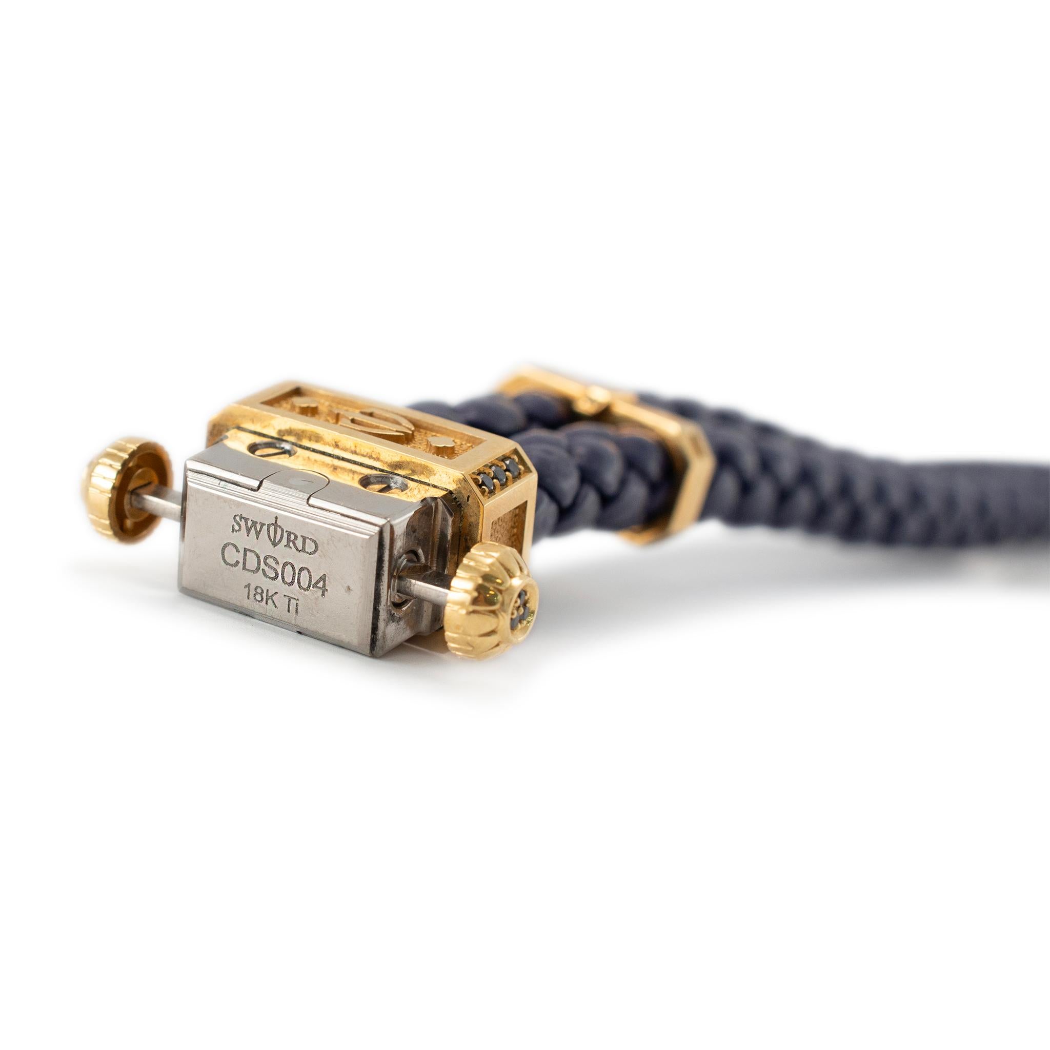 Espada Azul Limitada Carpe Diem 18K Oro Amarillo Titanio Pulsera Corazón Diamante en venta 3