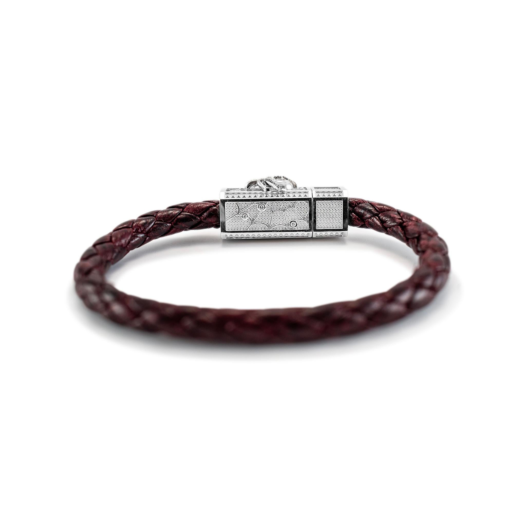 Round Cut Sword Limited Memento Mori 18K White Gold Titanium White Black Diamond Bracelet For Sale