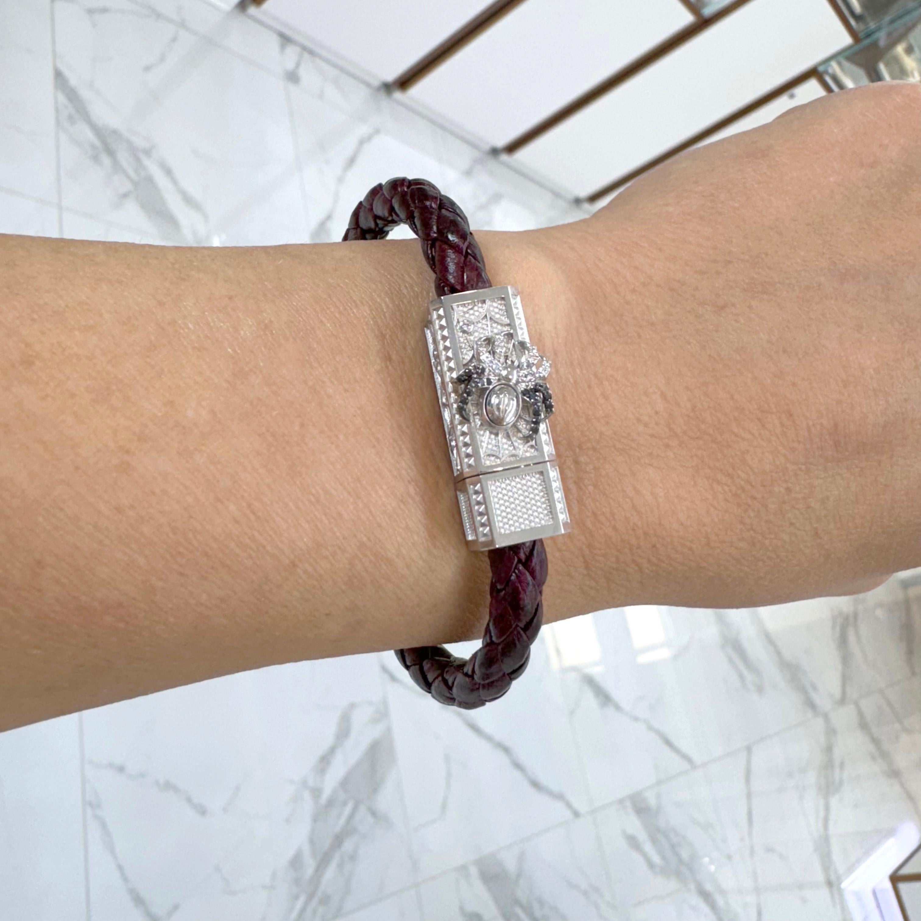 Sword Limited Memento Mori 18K White Gold Titanium White Black Diamond Bracelet For Sale 2