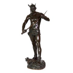 "Sword of Valor" Antique French Bronze Sculpture by André Massoulle, Thiebaut
