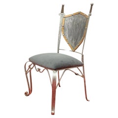Sword & Shield Back Chair in Painted Iron - British, c1980s