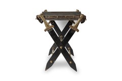 Sword Stool with Leather Seat, 19th Century