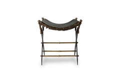 Sword Stool with Leather Seat, 19th Century