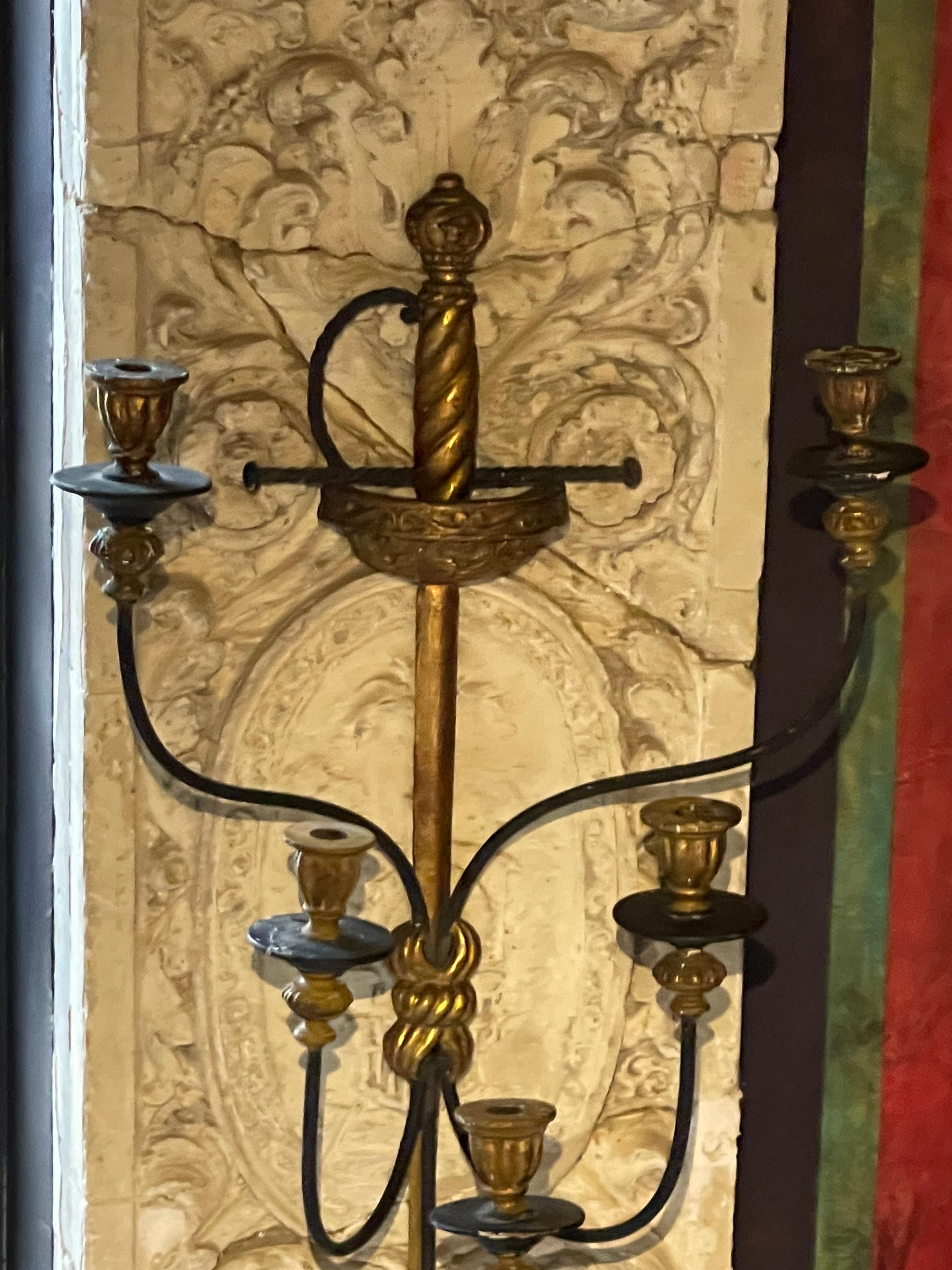 Sword Wal Sconces In Good Condition In New Haven, CT