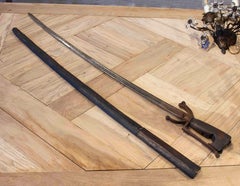 Sword with Wrought Iron Blade with Traces of Gold on Hilt with Cover Sheath
