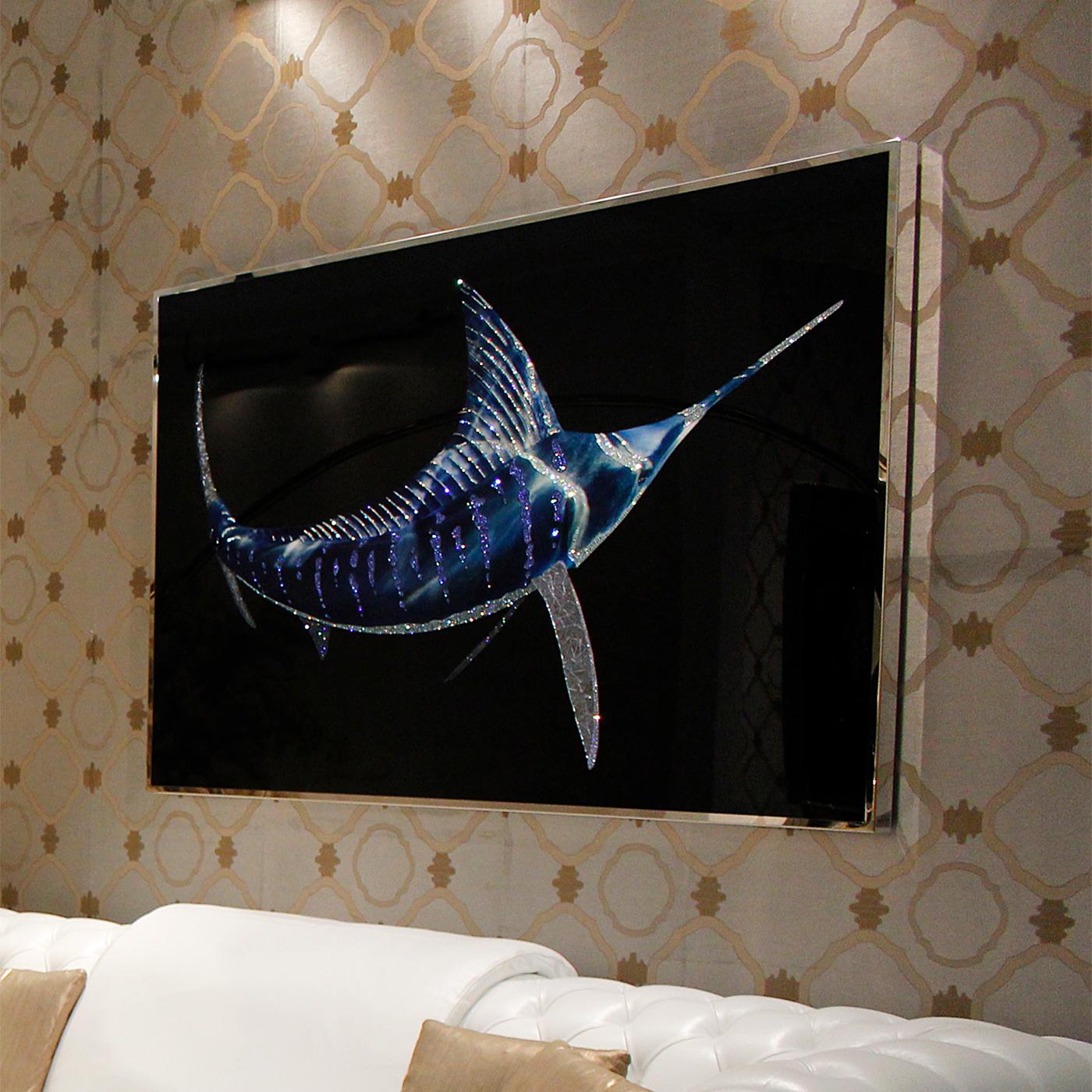 Stainless Steel Swordfish Crystals Wall Decoration For Sale