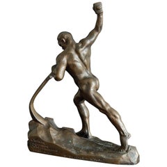 "Swords into Ploughshares, " Fine Bronze Sculpture with Male Nude by Vuchetich