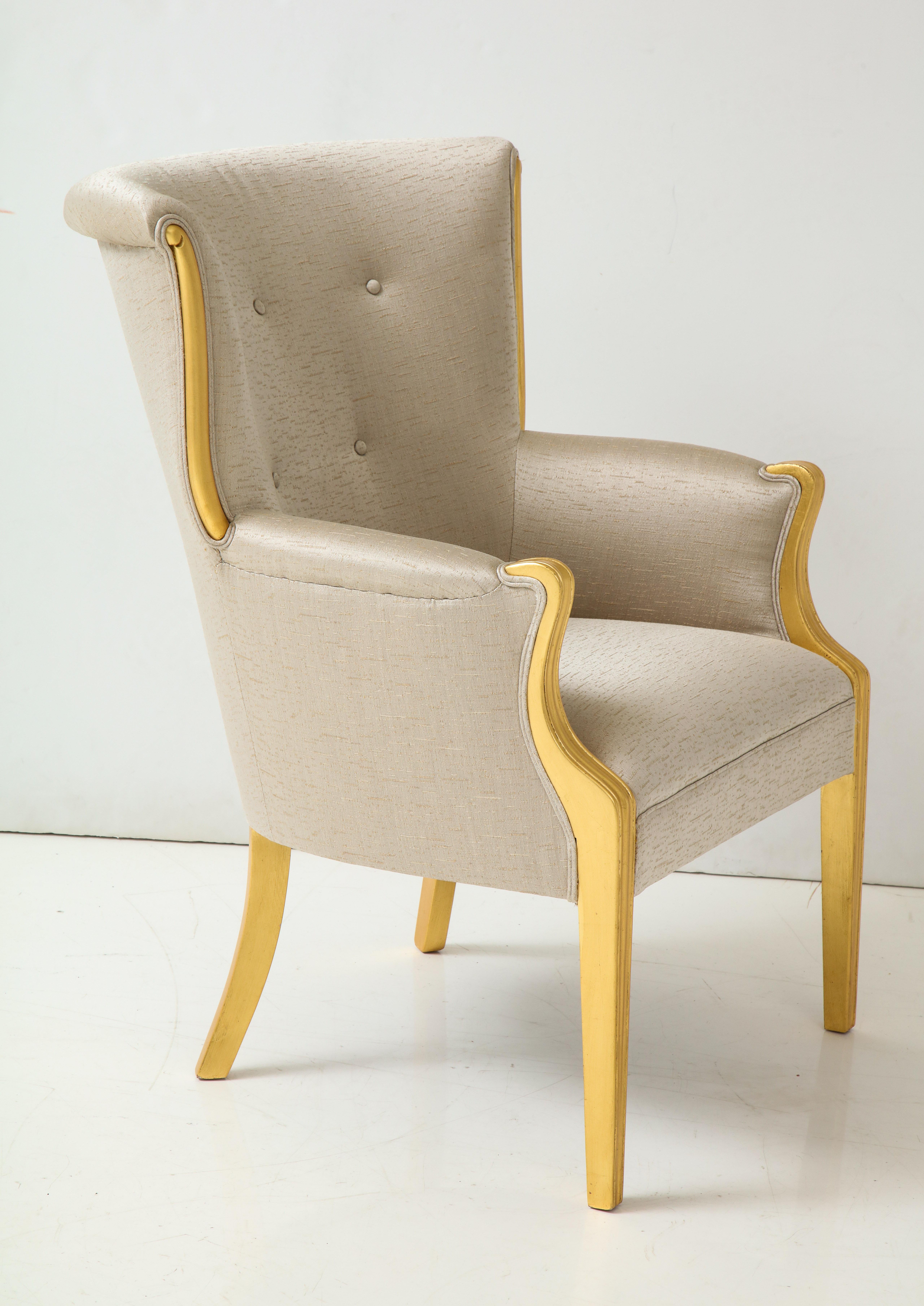 Art Deco Swedish 1940s Gilded Club Chair For Sale