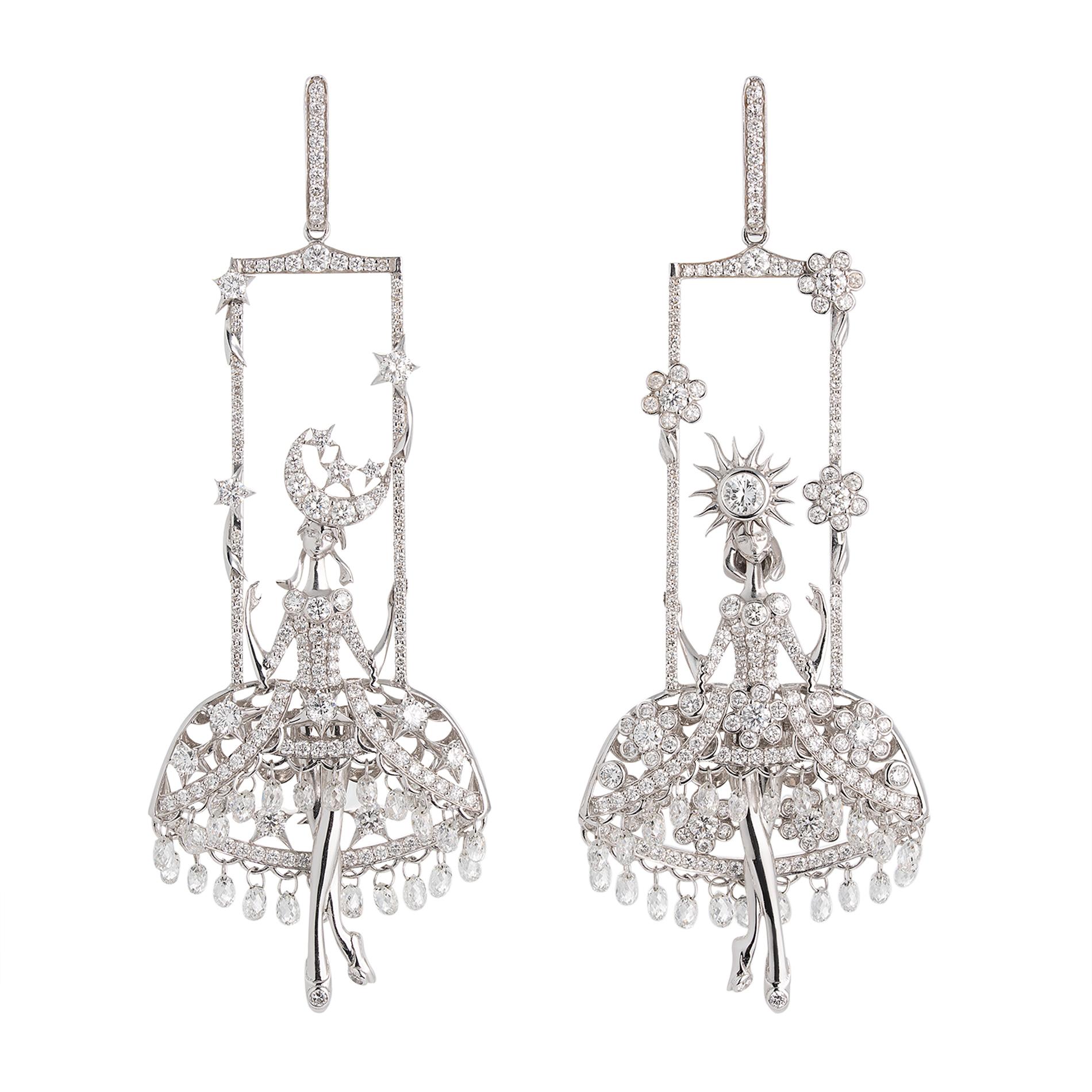 Women's Sybarite Fairies Earrings in White Gold For Sale