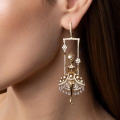 Pendientes Colgantes de Hadas de Joyería de Sibarita Oro Amarillo de 18 ct con Diamantes de 12,17 ct