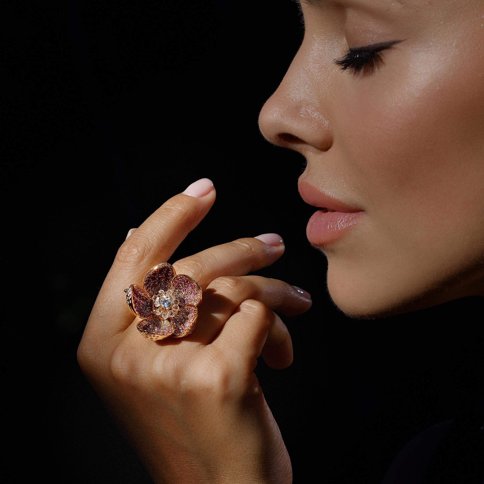 Women's Sybarite Flower Ring (Thumbelina) For Sale