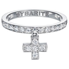 Bague croix en sybarite en or blanc avec diamants blancs