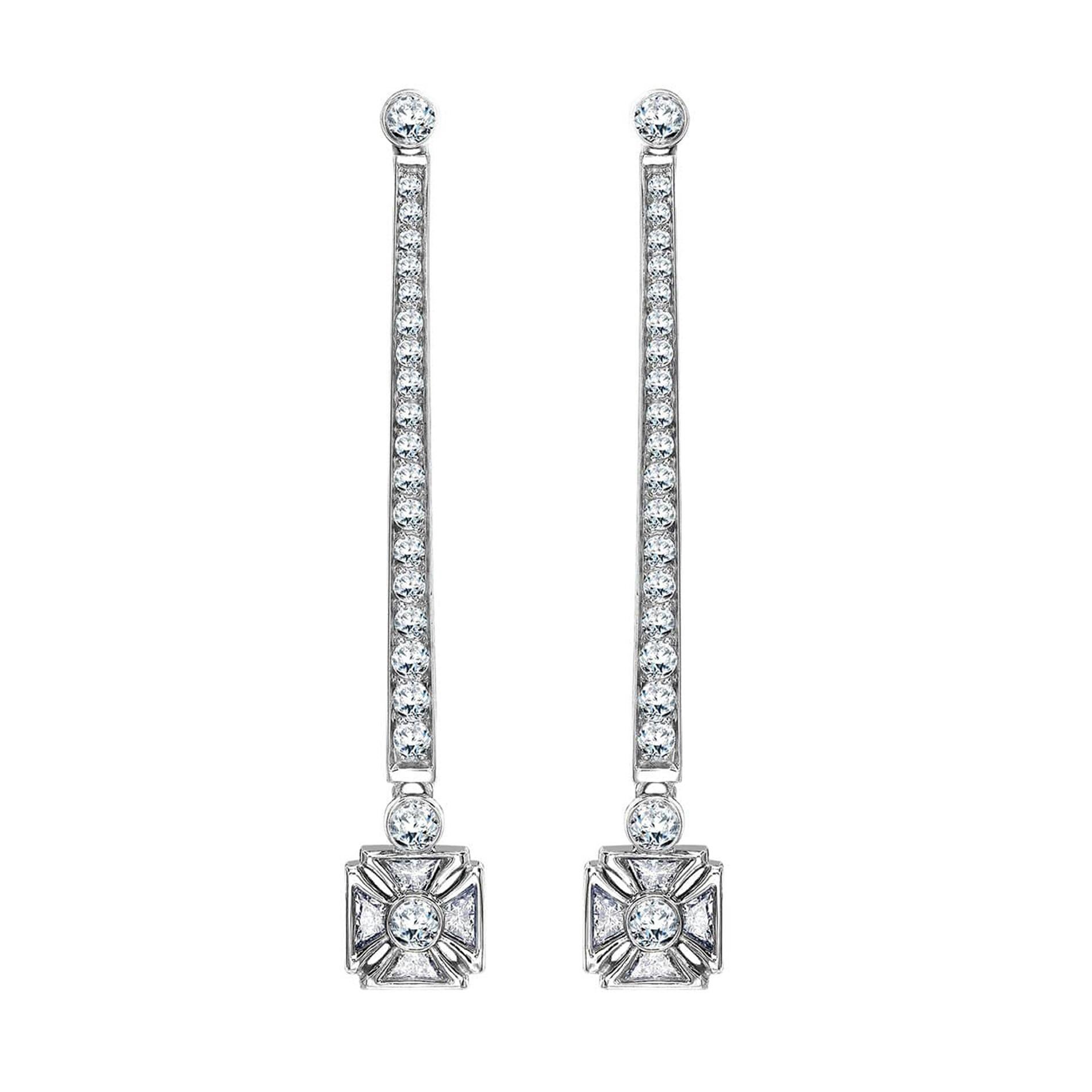 Boucles d'oreilles Royal Jubilee en sybarite et or blanc avec diamants blancs