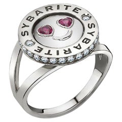 Sybarite Smiley Ring In Love in White Gold With White Diamonds & Rubies