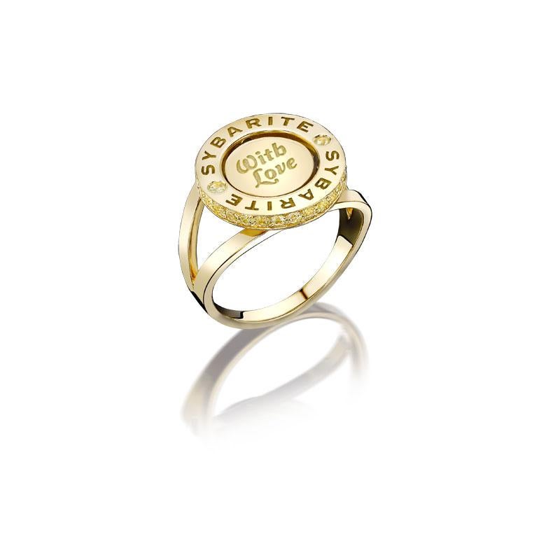 Round Cut Sybarite Smiley Ring Happy in Yellow Gold with White Diamonds For Sale