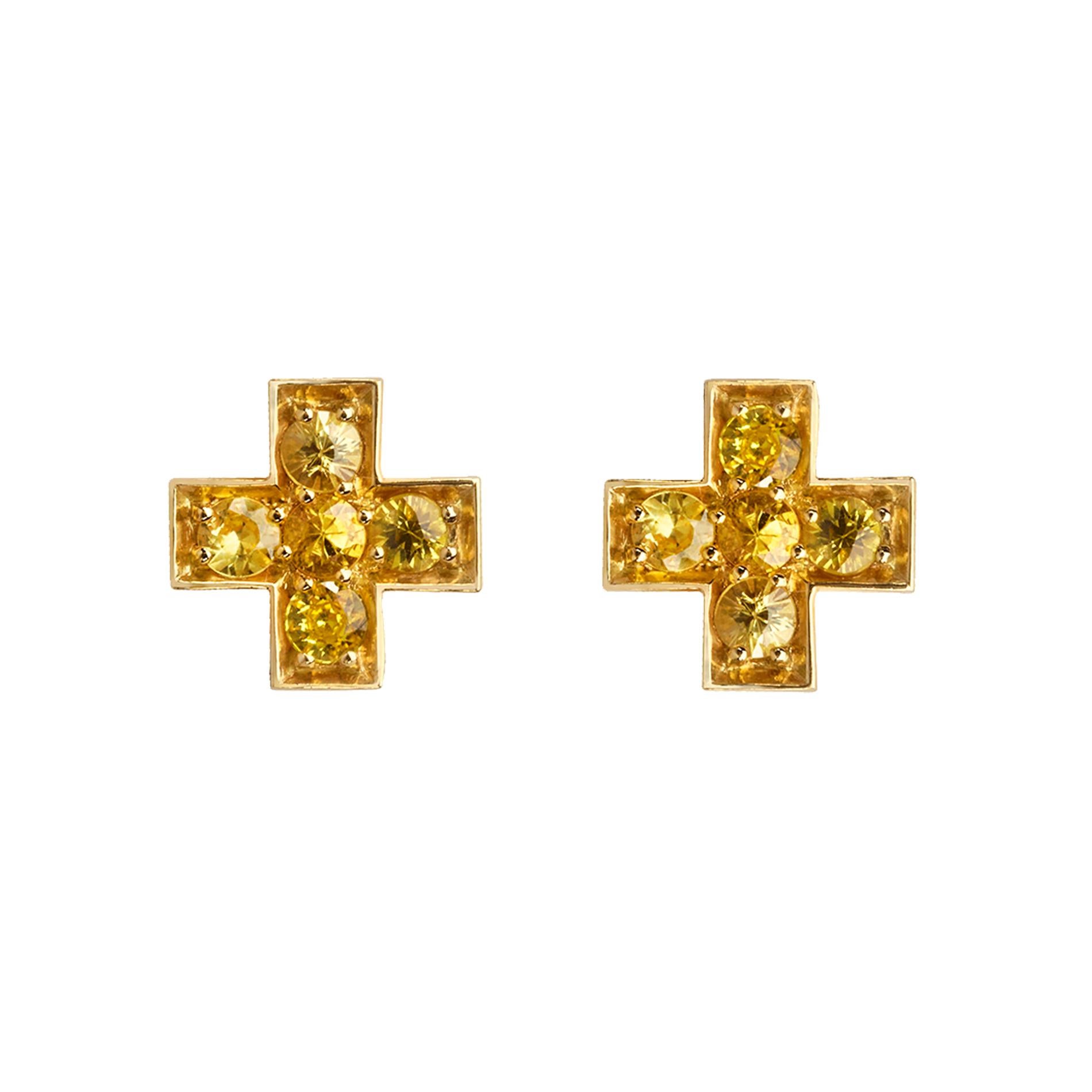 Sybarite Jewellery Yellow Sapphire Stud Earrings 18 Karat Yellow Gold   In New Condition In London, GB