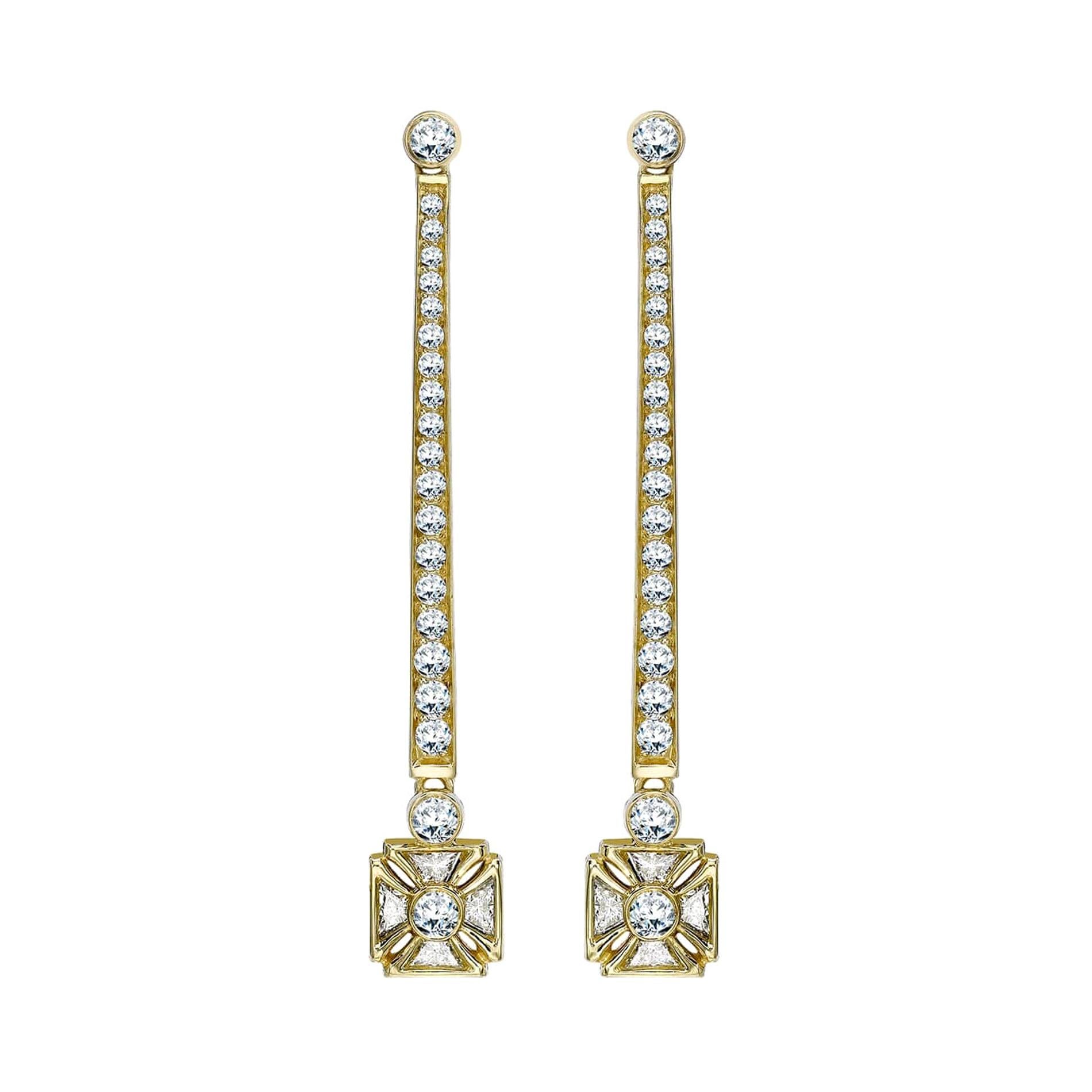 Boucles d'oreilles Royal Jubilee en sybarite et or jaune avec diamants blancs