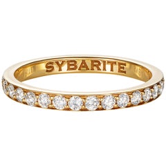 Bague à anneau classique en sybarite et or jaune avec diamants blancs