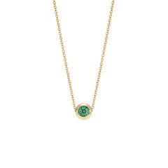 Sybarite Jewellery Diamond Charm 18 Karat Yellow Gold Round Cut Emeralds