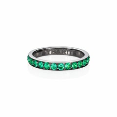Sybarite Classic Band Ring in Blackened Gold with Emeralds