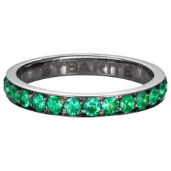 Used Sybarite Classic Band Ring in Blackened Gold with Emeralds