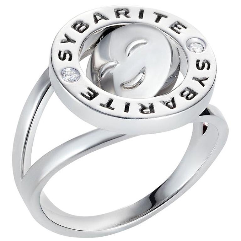 Sybarite Smiley Ring So Cute in White Gold with White Diamonds