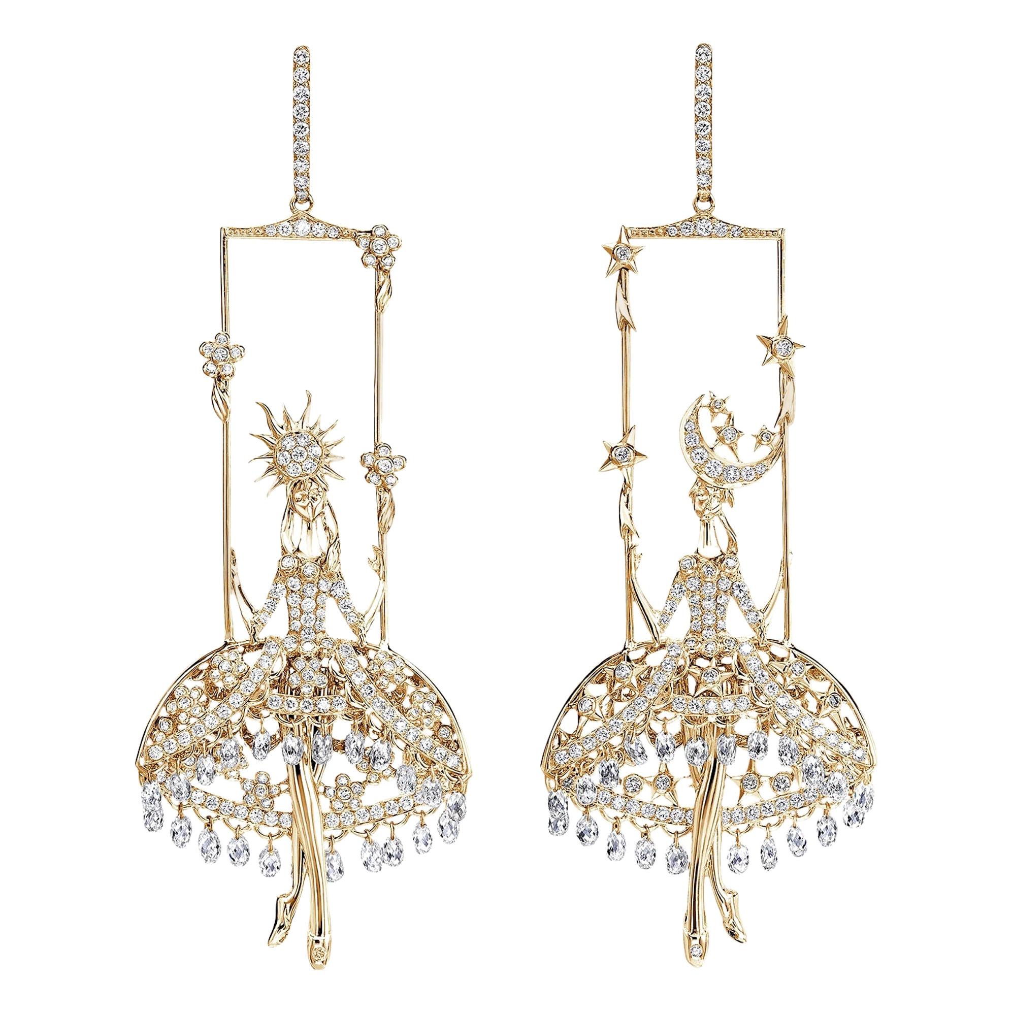Sybarite Fairies Earrings in White Gold