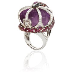 Sybarite Jewellery Princess Ring 18 Karat White Gold 1.28 Carat Rubies Amethyst