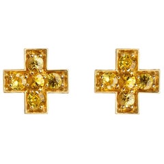Sybarite Jewellery Yellow Sapphire Stud Earrings 18 Karat Yellow Gold