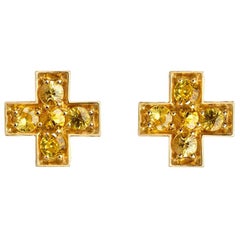 Sybarite Jewellery Yellow Sapphire Stud Earrings 18 Karat Yellow Gold  