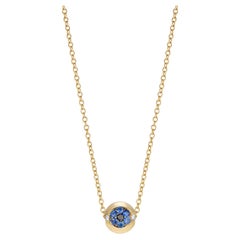 Épingle de sécurité en sybarite, breloque et collier en or jaune et saphirs à œil nu tout vu