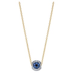 Sybarit Sicherheitsnadel, All Seeing Eye Charm & Halskette in Gelbgold & Saphiren