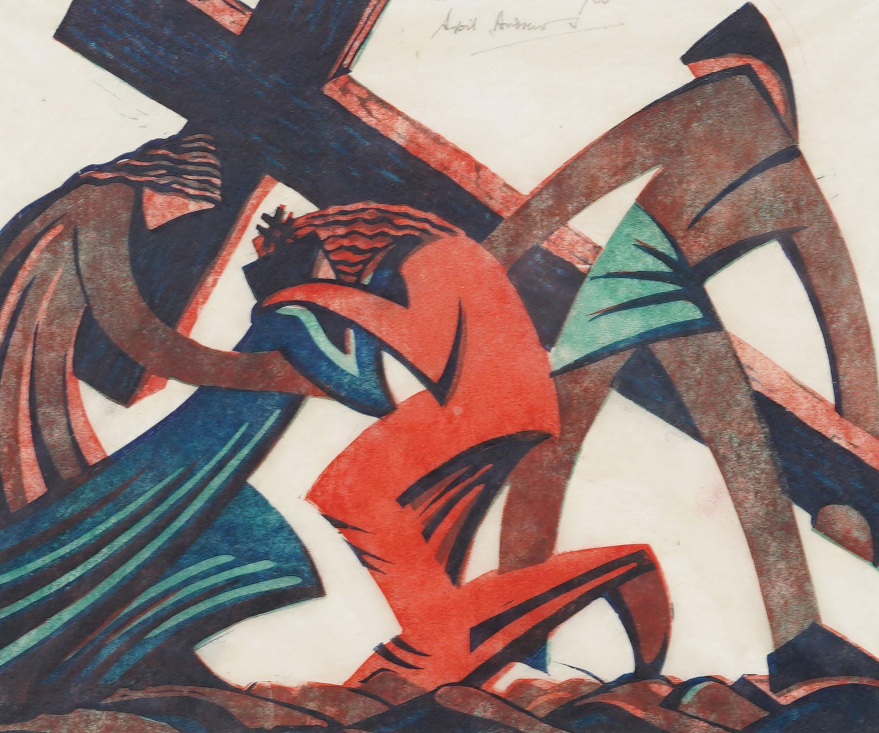 Via Dolorosa (Jesus Meets His Mother, Station IV) 1935 Modernist Rare Print For Sale 2