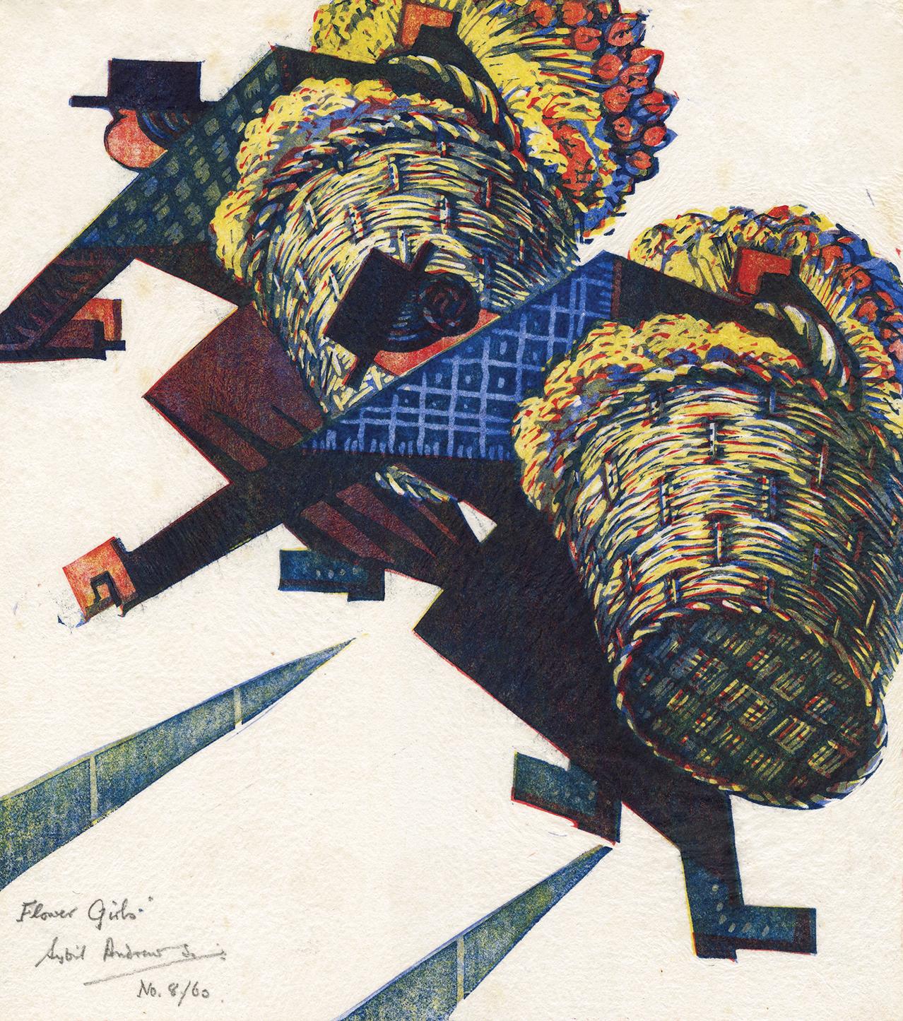 Figurative Print Sybil Andrews - Flower Girls" - Le vorticisme britannique
