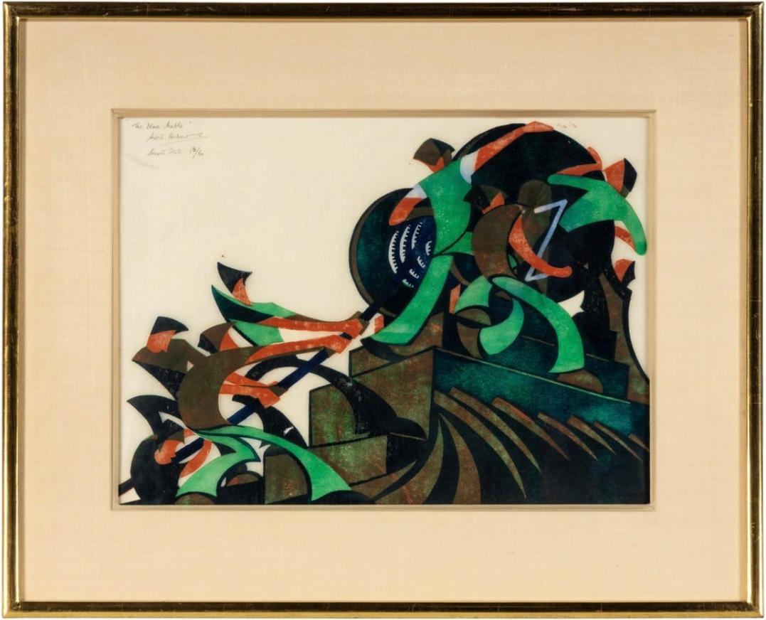 The New Cable Modern British Mid 20th Century Vorticismo europeo Donna - Print di Sybil Andrews