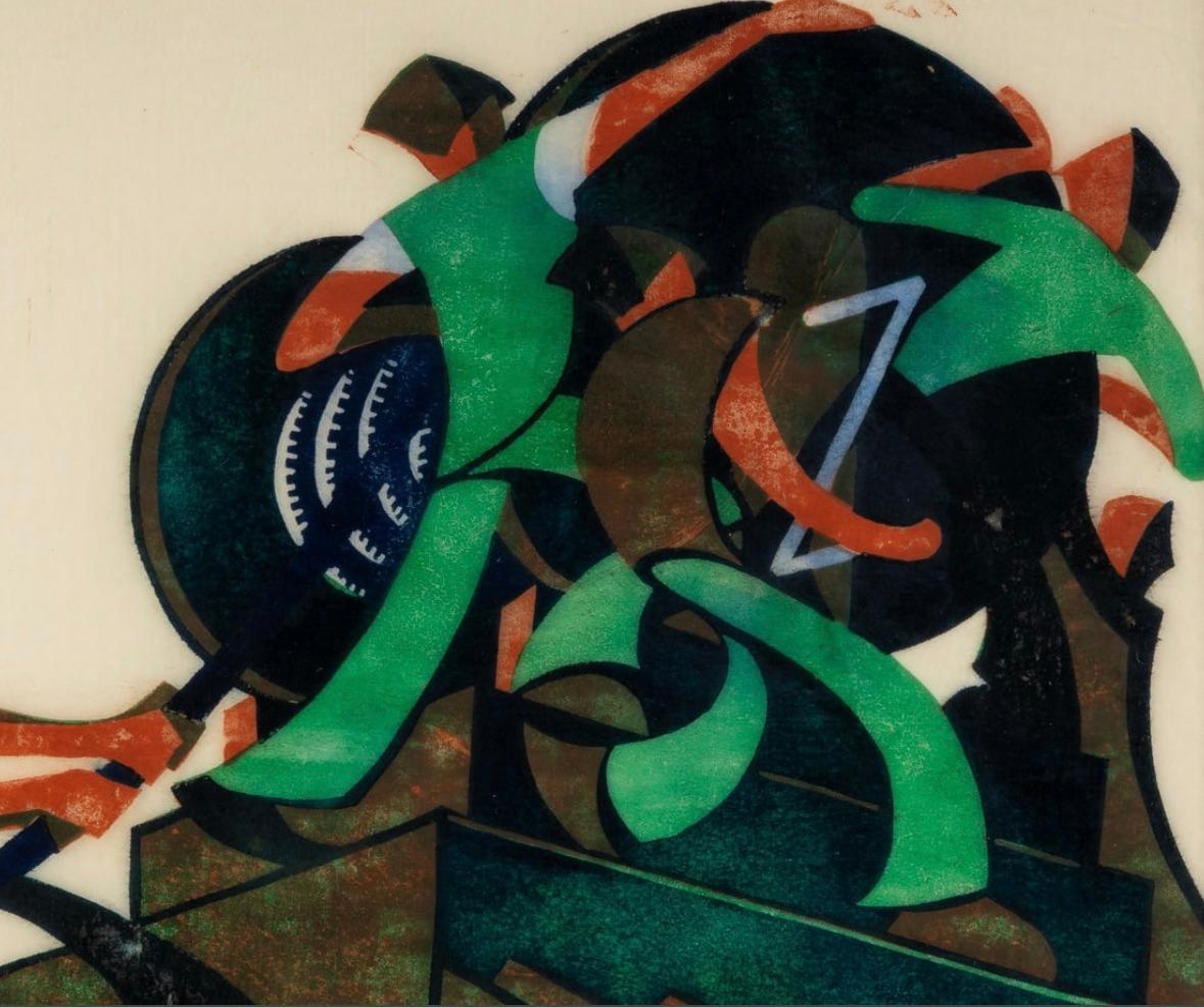 The New Cable Modern British Mid 20th Century Vorticismo europeo Donna - Print Moderno di Sybil Andrews