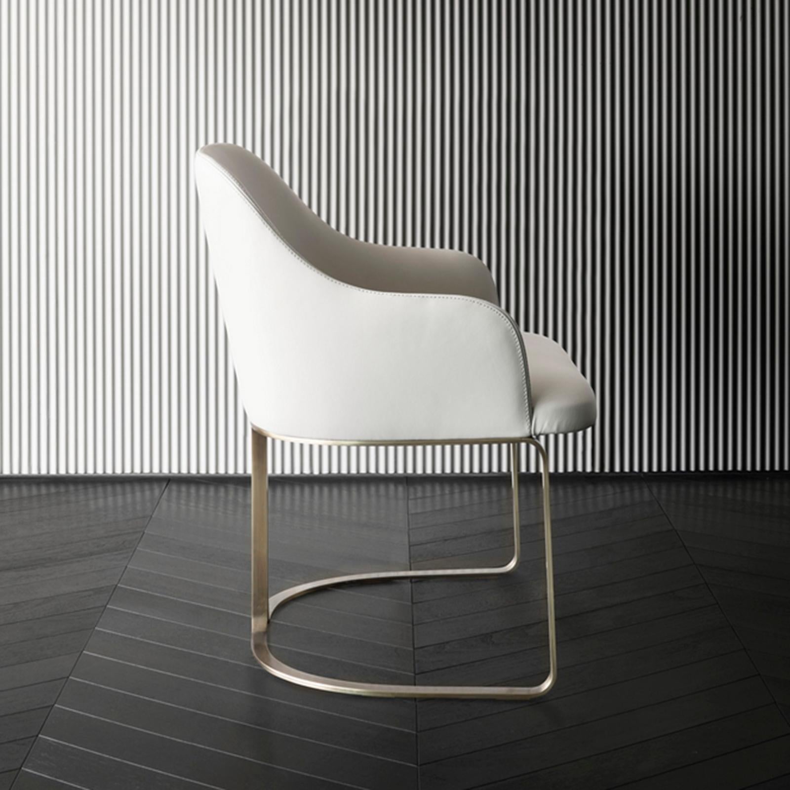 Contemporary Sybil Armchair with White Leather For Sale