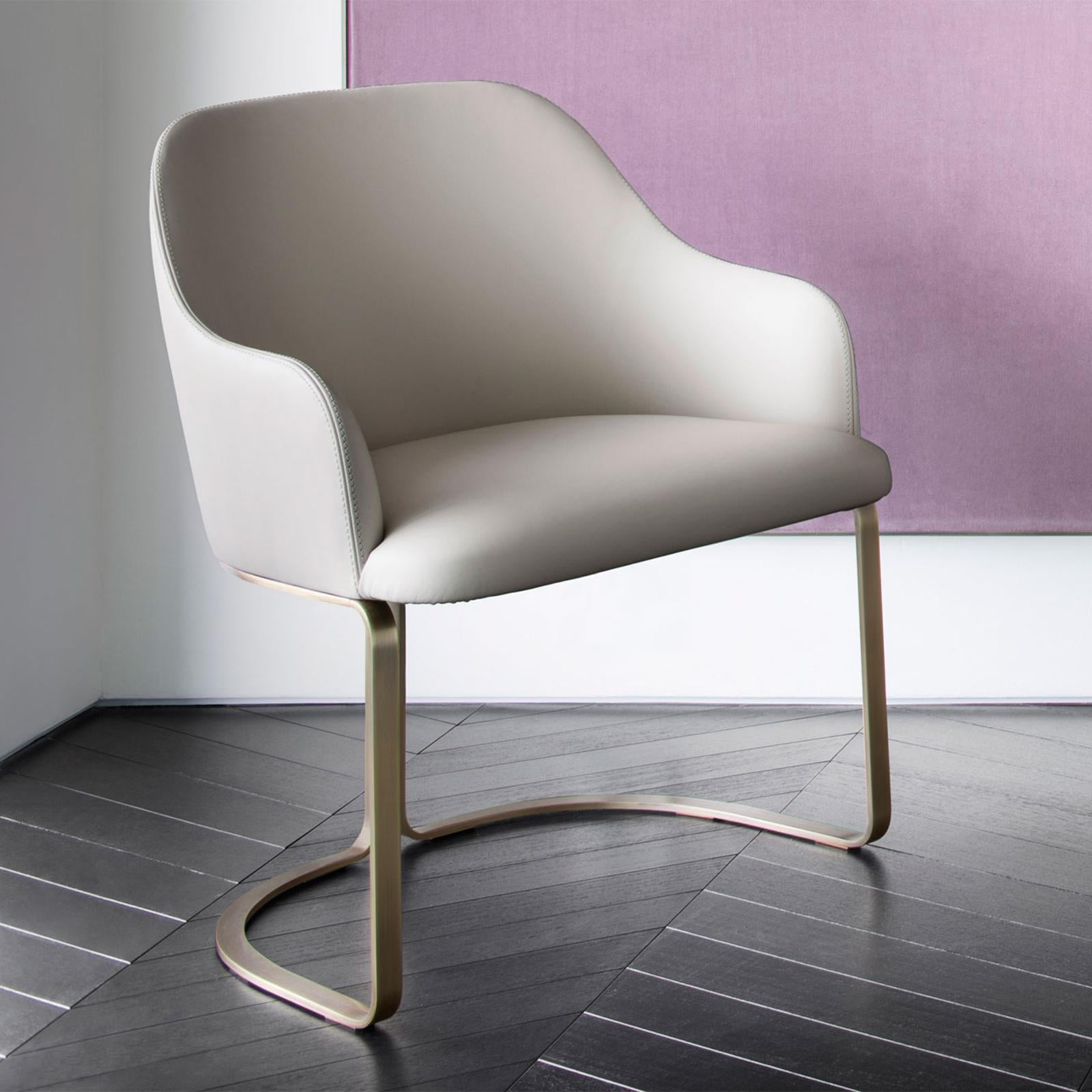 Bronze Sybil Armchair with White Leather For Sale