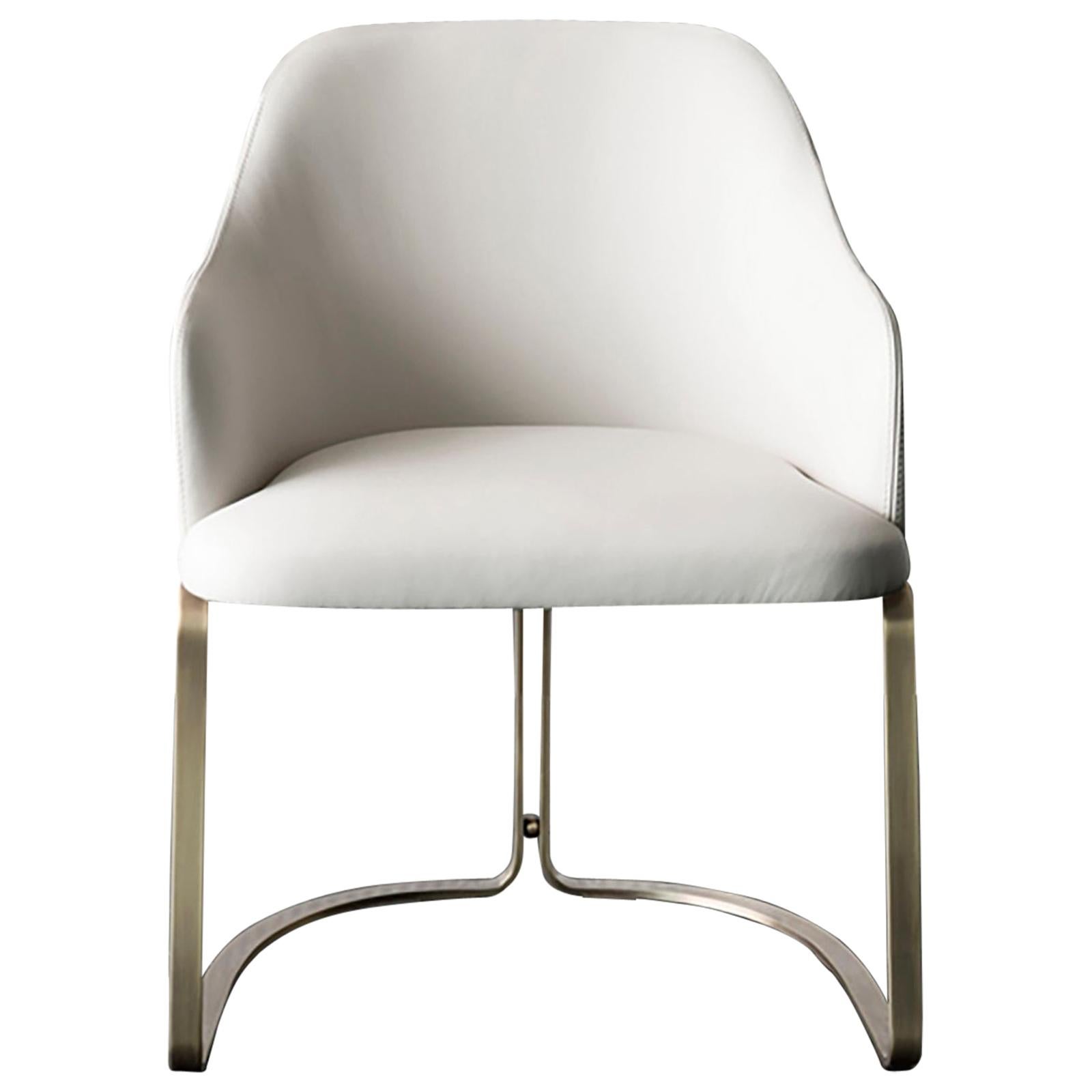 Sybil Armchair with White Leather For Sale
