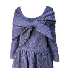 Sybil Connelly 1950's Periwinkle Pleated Linen Gown And Stole