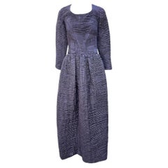 Sybil Connelly Periwinkle plissiertes Leinenkleid und Stola, 1950er Jahre