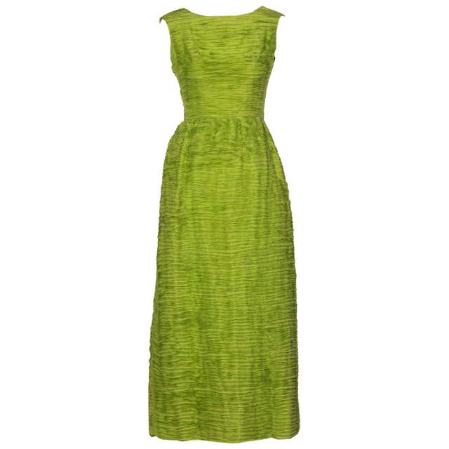 Mollie Parnis Emerald Green Mock Neck Sequin Dress, 1960s For Sale at ...