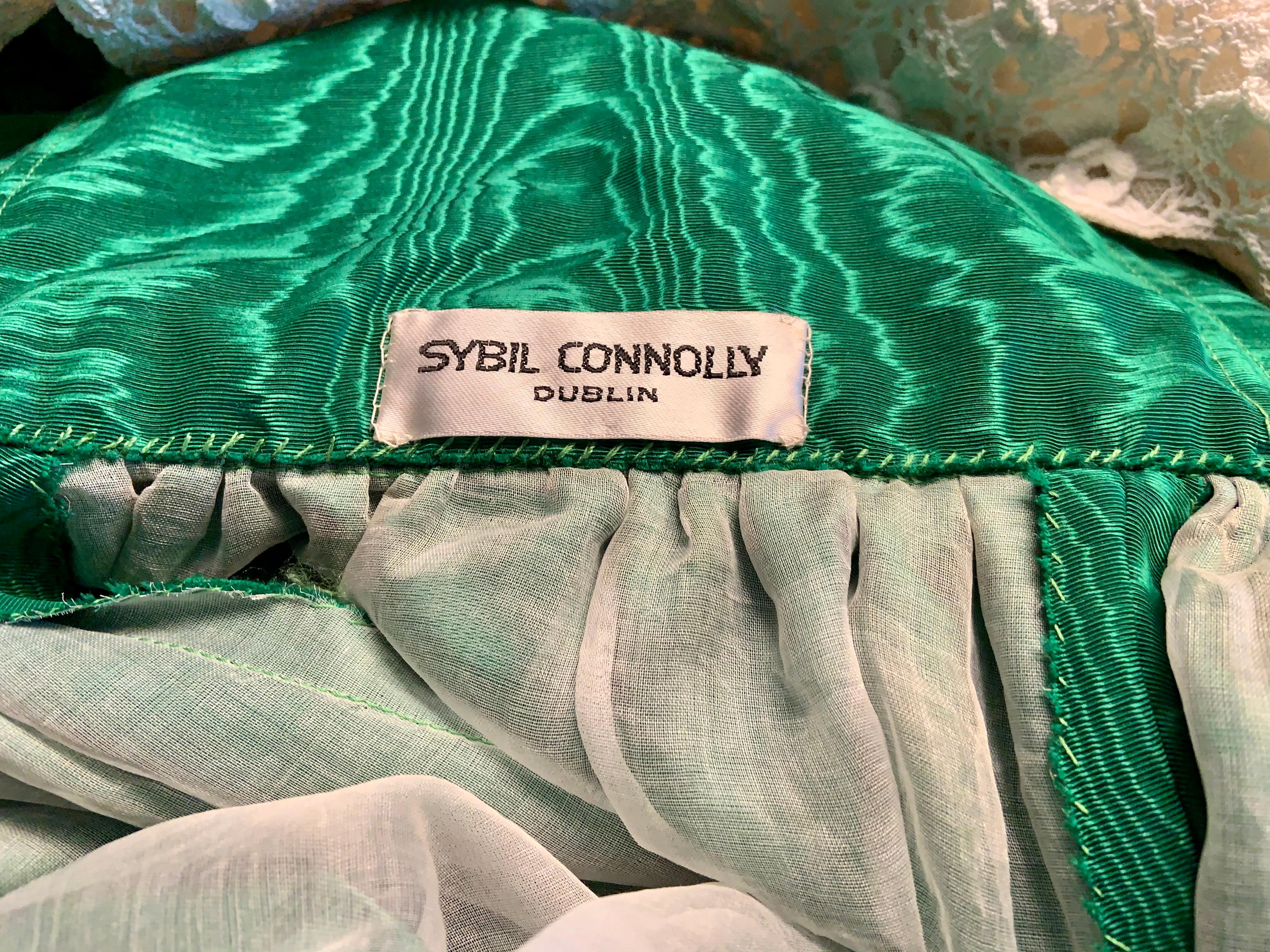 Sybil Connolly Couture Two Piece Dress  Irish Lace and Kelly Green Silk  4